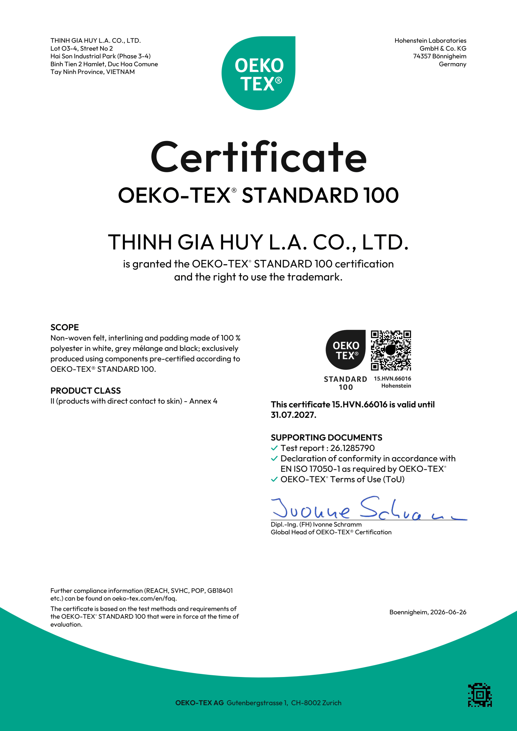 03. CERTIFICATE OEKO-TEX STANDARD 100